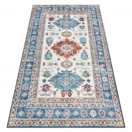 Carpet SAMPLE FLANELL 240522N Ornament frame blue / beige