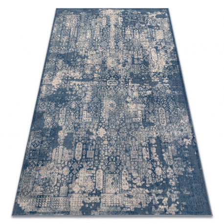 Tapete de lã NAIN Ornamento vintage 7591/51644 azul escuro / bege