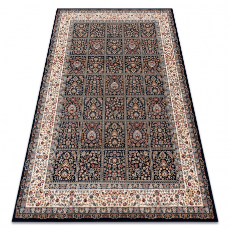 Tapis NAIN Fleurs, cadre 1181/51011 bleu foncé / beige