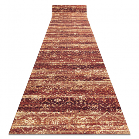 TAPIS DE COULOIR antidérapant DIGITAL - BERGEN Treillis marocain brick bordeaux / beige