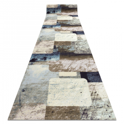 Runner anti-slip DIGITAL - SQUARES Geometric blue / beige