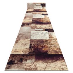 Runner anti-slip DIGITAL - SQUARES Geometric beige / brown