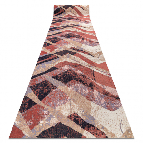 Alfombra de pasillo con refuerzo de goma DIGITAL - WEAVES Olas beige / rosa