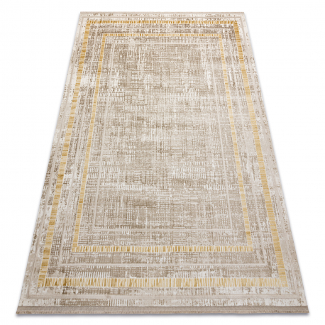 Alfombra moderna DUKE 51523 beige / dorado - Estructura, estructurada, muy suave, flecos