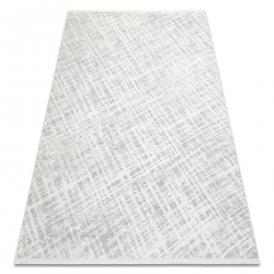 Moderna preproga DUKE 51550 krem / siva - Rešetka, strukturiran, zelo mehak, resice