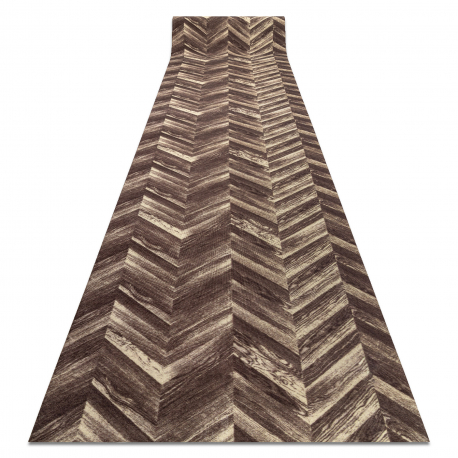 Vloerbekleding met rubber bekleed DIGITAL - CHEVRON visgraat bruin / beige 