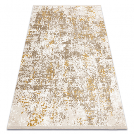 Tapis moderne DUKE 51546 beige / or - Vintage, structuré, très doux, franges