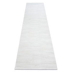 Alfombra, Alfombra de pasillo moderna DUKE 51376 crema - Rayas, estructurada, muy suave, flecos