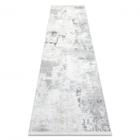 Alfombra, Alfombra de pasillo moderna DUKE 51378 crema / gris - Hormigón, piedra estructurada, muy suave, flecos