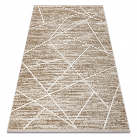Modern carpet DUKE 51557 beige / cream - Geometric, structured, very soft, fringes