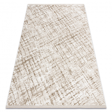 Tapis moderne DUKE 51550 beige / crème - Treillis, structuré, très doux, franges