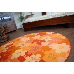 Vaikų kilimas Galvosūkis oranžinė Apskritas kilimas
