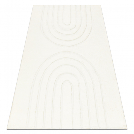 CURVY white 11 Arches washable rug, structured, embossed, plush