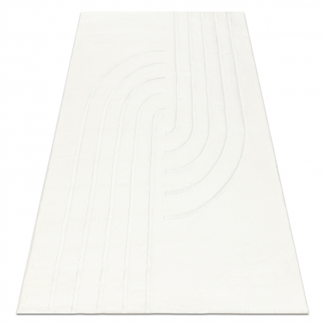 CURVY white 11 Curves washable rug, structured, embossed, plush