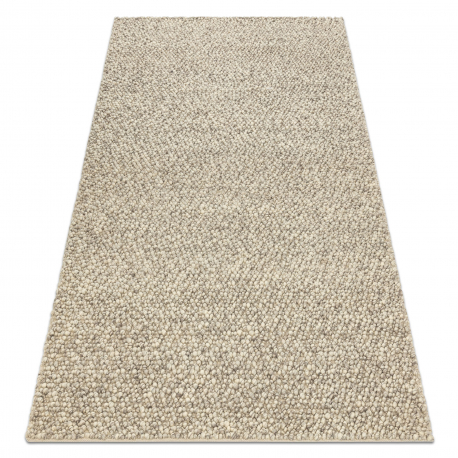 Wollteppich TAHAR 99005G grau / beige - HANDGEWEBT Schlinge, uniform