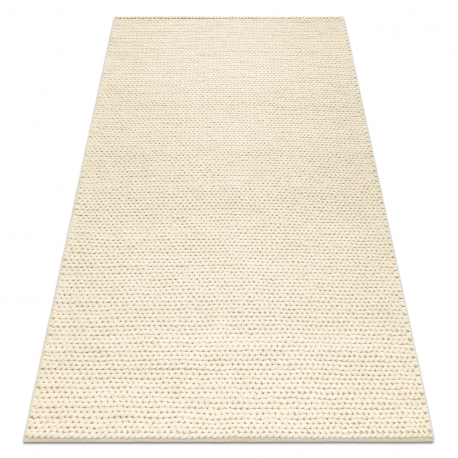 Alfombra de lana TAHAR 99004B crema - TEJIDA A MANO bucle, Uniforme 