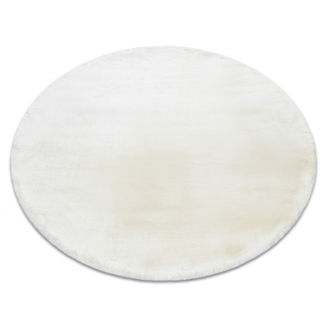 Tapis TEDDY NEW wool 45 cercle Shaggy crème très épais, en peluche