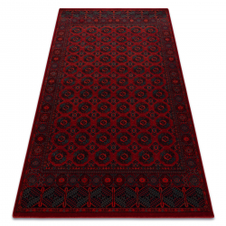 Wool carpet OMEGA BUCHARA frame, circles red