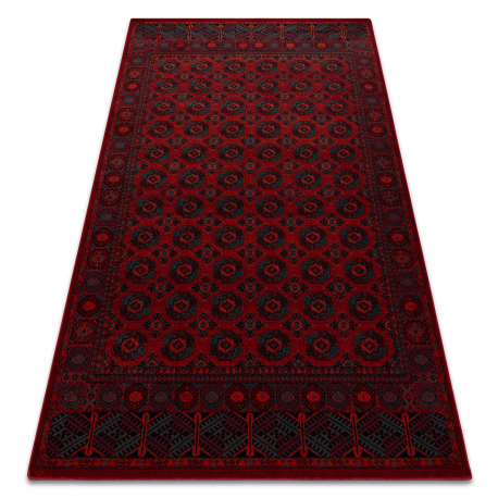 Tapis en laine OMEGA BUCHARA Cadre, cercles rouge