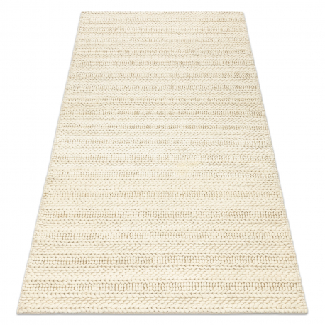 Wool carpet TAHAR 99002B cream - HAND-WOVEN loop, Lines 