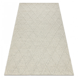 Alfombra de lana TAHAR 99001C beige - TEJIDA A MANO bucle, Rombos, boho