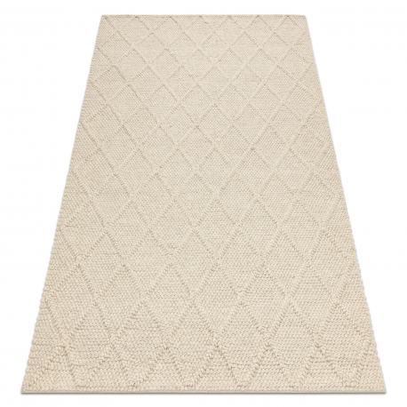 Tapete de lã TAHAR 99001B creme - laço HAND-WOVEN, losangos, boho