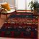 Wool carpet OMEGA TAPAS ethnic, navy blue