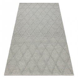 Alfombra de lana TAHAR 99001G gris - TEJIDA A MANO bucle, Rombos, boho