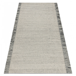 Wool carpet TAHAR 99003F cream / grey - HAND-WOVEN Lines, fringes