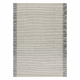 Tapis en laine TAHAR 99003F crème / gris - TISSÉ MAIN Lignes, franges 