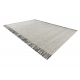 Tapis en laine TAHAR 99003F crème / gris - TISSÉ MAIN Lignes, franges 