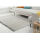 Tapis en laine TAHAR 99003F crème / gris - TISSÉ MAIN Lignes, franges 