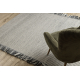 Tapis en laine TAHAR 99003F crème / gris - TISSÉ MAIN Lignes, franges 