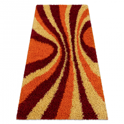 SHAGGY Teppich Style 98 Streifen orange / burgunderrot