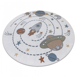 Tapijt BONO 8288 cirkel Ruimte, planeten crème / antraciet - TWEEDE-KLASSE PRODUCT