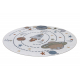 Alfombra BONO 8288 círculo Espacio, planetas crema / antracita - PRODUCTO DE SEGUNDA CLASE