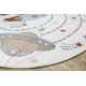 Alfombra BONO 8288 círculo Espacio, planetas crema / antracita - PRODUCTO DE SEGUNDA CLASE