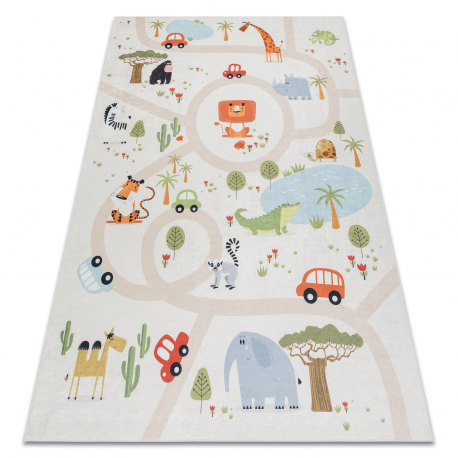 BAMBINO 1165 tapijt wasbaar Dierentuin voor kinderen antislip beige - TWEEDE-KLASSE PRODUCT