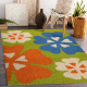 Tapis SHAGGY 096 y Fleurs vert / beige