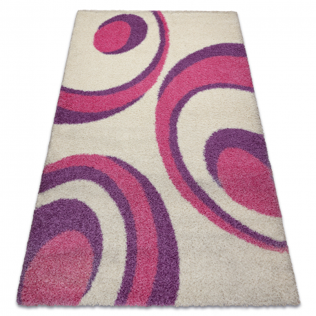 SHAGGY matta Style 046 Cirklar rosa / lila