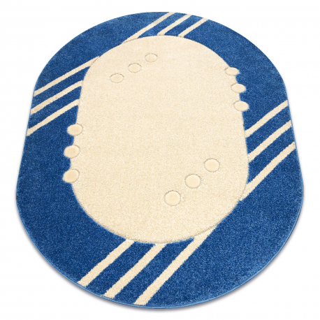 Tapis DAISY ovale 8866 Cadre bleu