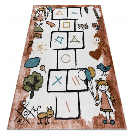 Teppich FUN Hop für Kinder, Hopse, Tiere rosa - ZWEITKLASSIGES PRODUKT
