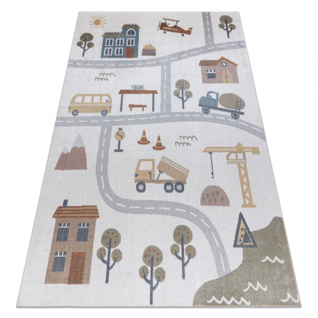 Tapis BONO 9207 des rues, ville, chantier de construction crème / gris clair - PRODUIT DE DEUXIÈME QUALITÉ 