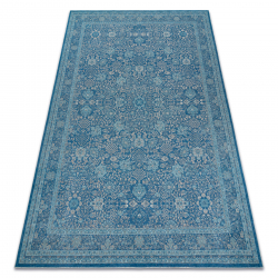 Tapis en laine ANTIGUA 518 74 JW500 OSTA - Fleurs, cadre, tissé à bleu