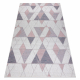 Tapis SIZAL SION Géométrique, Triangles 3006 tissé à plat ecru / rose - PRODUIT DE DEUXIÈME QUALITÉ