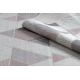 Tapis SIZAL SION Géométrique, Triangles 3006 tissé à plat ecru / rose - PRODUIT DE DEUXIÈME QUALITÉ