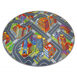 Tapis enfant RUELLES BIG CITY GRANDE VILLE cercle gris