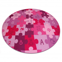 Kindertapijt PUZZLE paars ROND