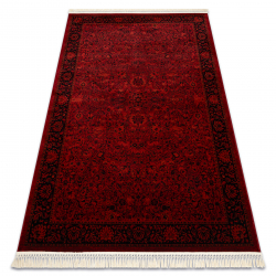 Tapete ORIENT 5125 bordeaux / preto Moldura, clássico, ornamento, com franjas