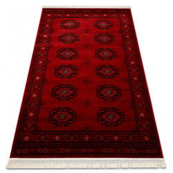 Tapete ORIENT 6871 bordeaux / preto Moldura, clássico, ornamento, com franjas